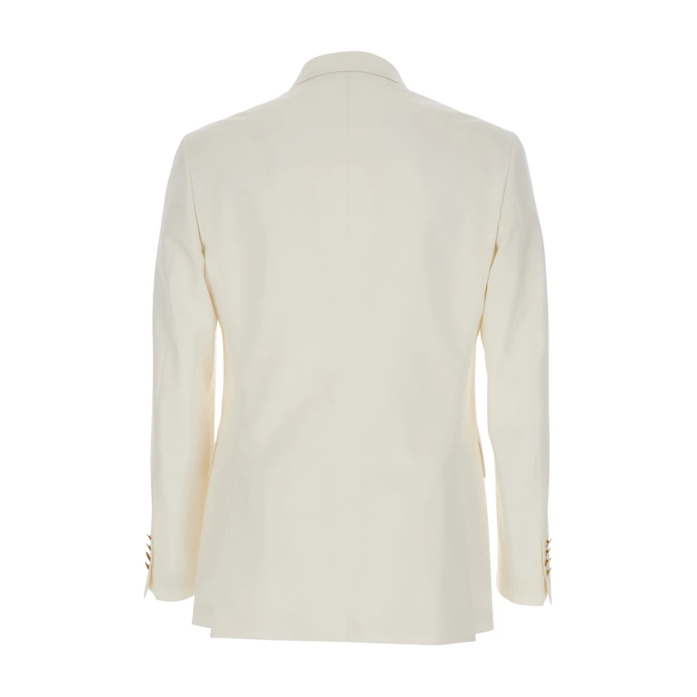 Reveres 1949 Witte Double Breasted Peak Revers Jas White Heren