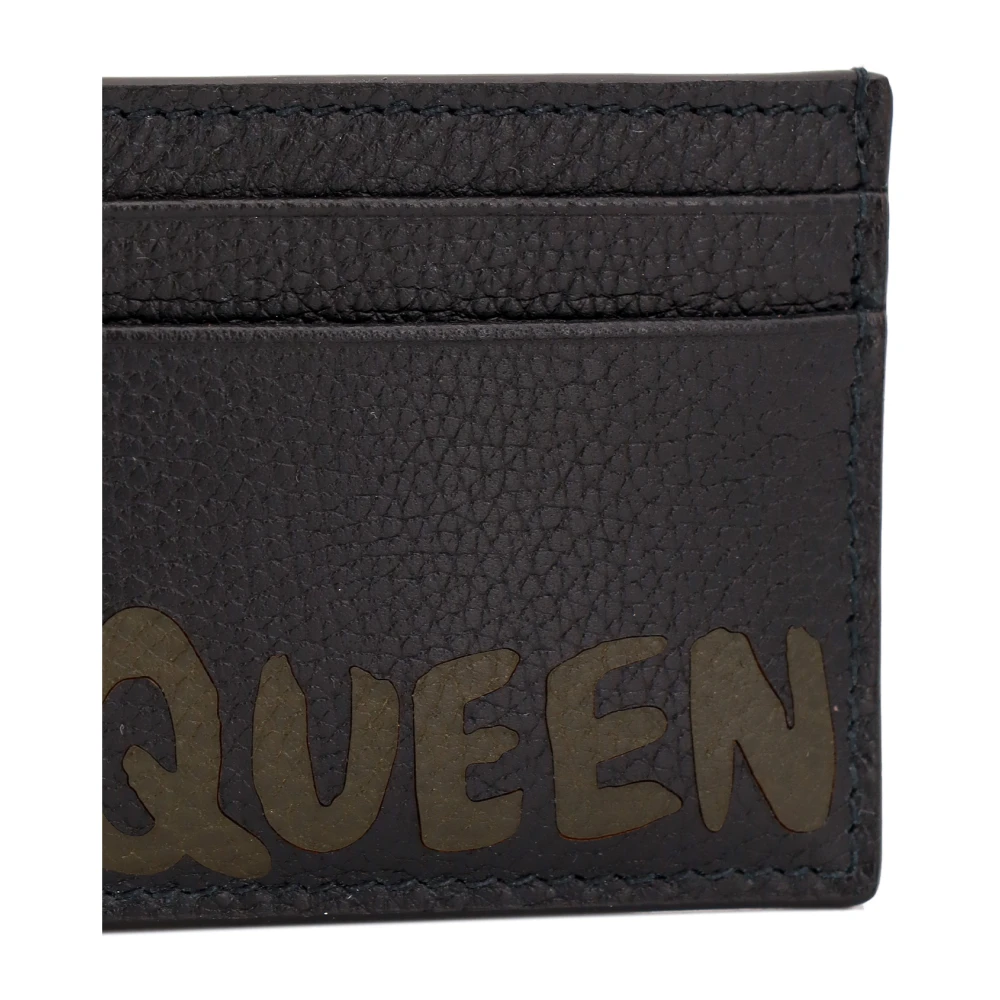 alexander mcqueen Leren kaarthouder met vakken Black Heren