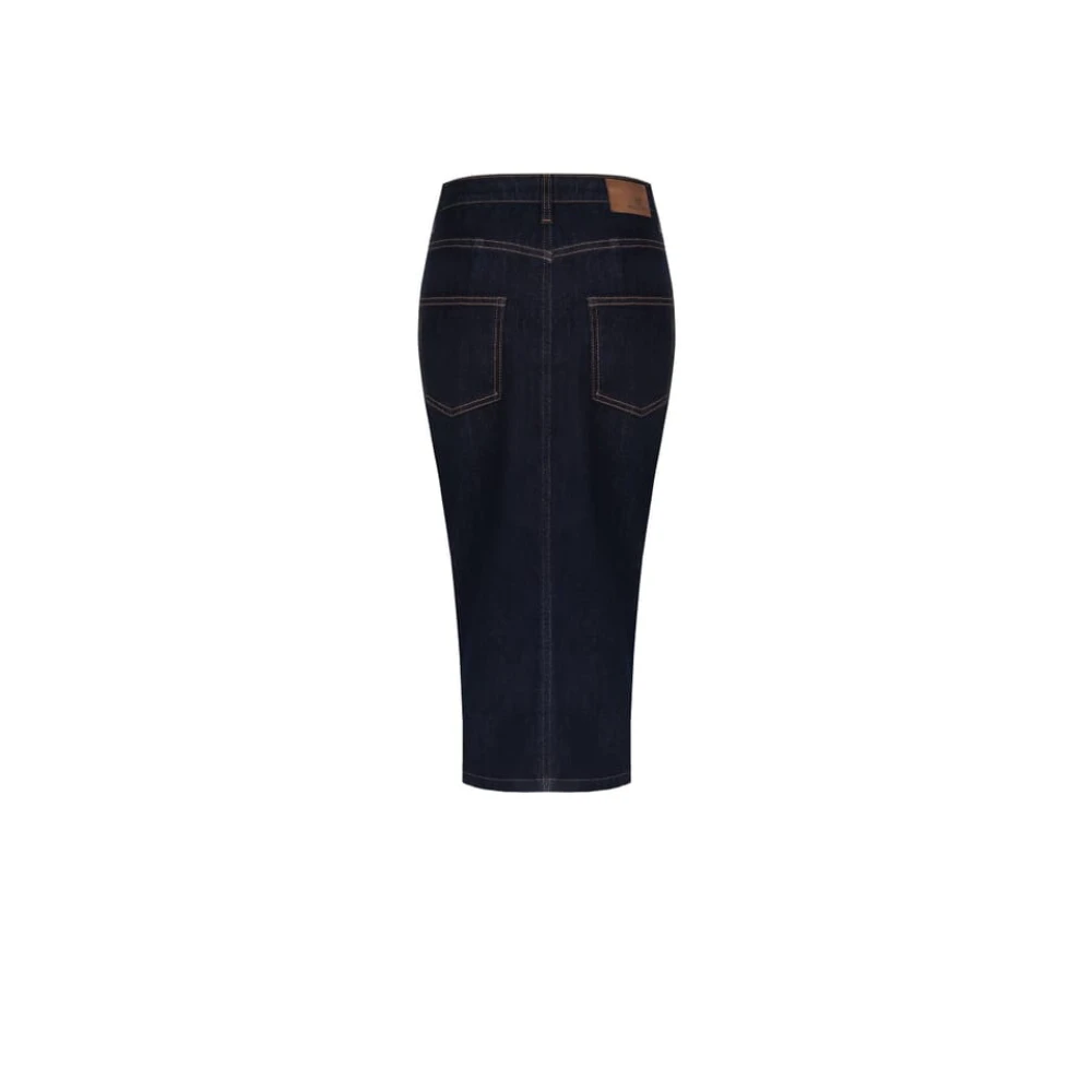 RINASCIMENTO Denim Midi Potlood Rok met Split Black Dames