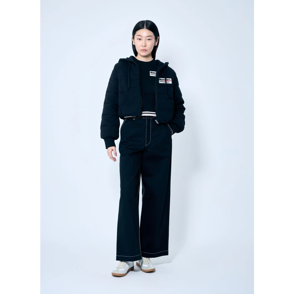 Moncler Logo Print Katoenen T-shirt Black Dames