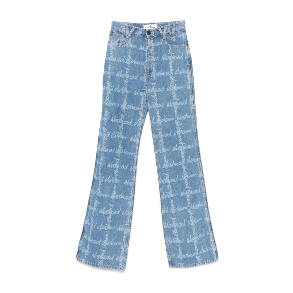 Vivienne Westwood Blauwe Logo Print Denim Jeans Blue Dames
