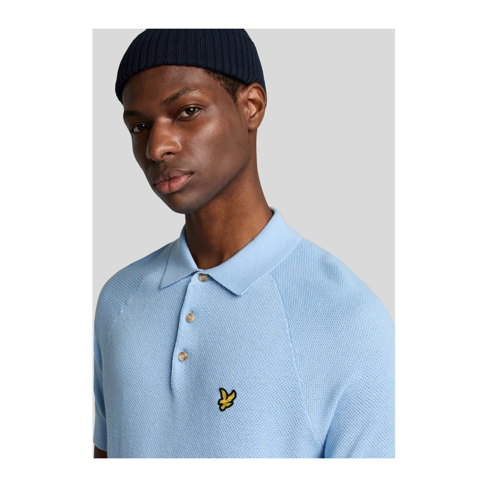 Lyle & Scott Mid Knits Linnenmix Gebreide Polo Blue Heren