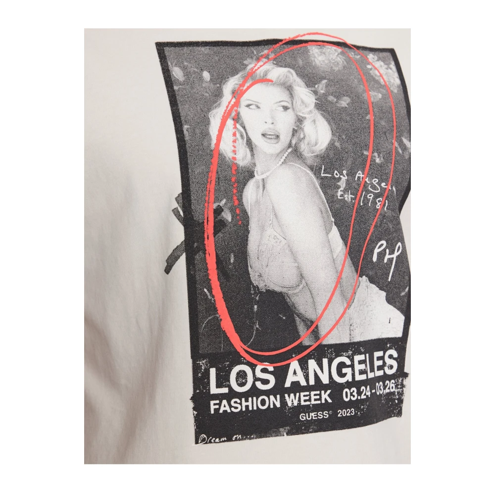 Guess Fashion Week Katoenen T-shirt Blancs Beige Heren