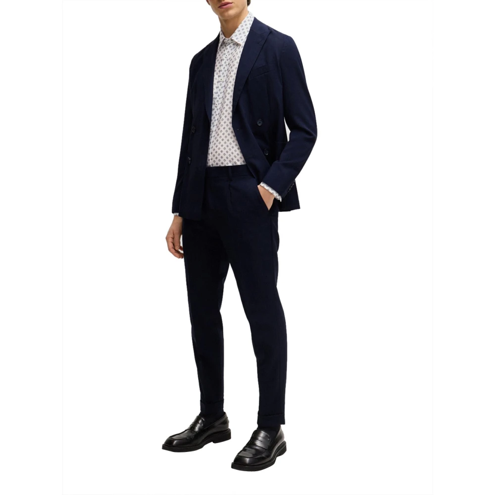 Hugo Boss Donkerblauw Wol Zakelijk Pak Blue Heren