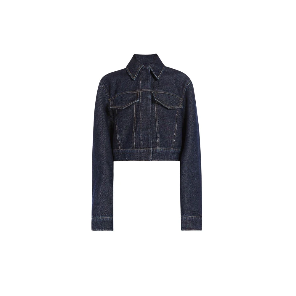 SPORTMAX Korte donkerblauwe spijkerjas Blue Dames