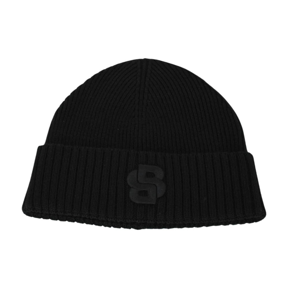 Hugo Boss Gebreide wollen muts Black Unisex