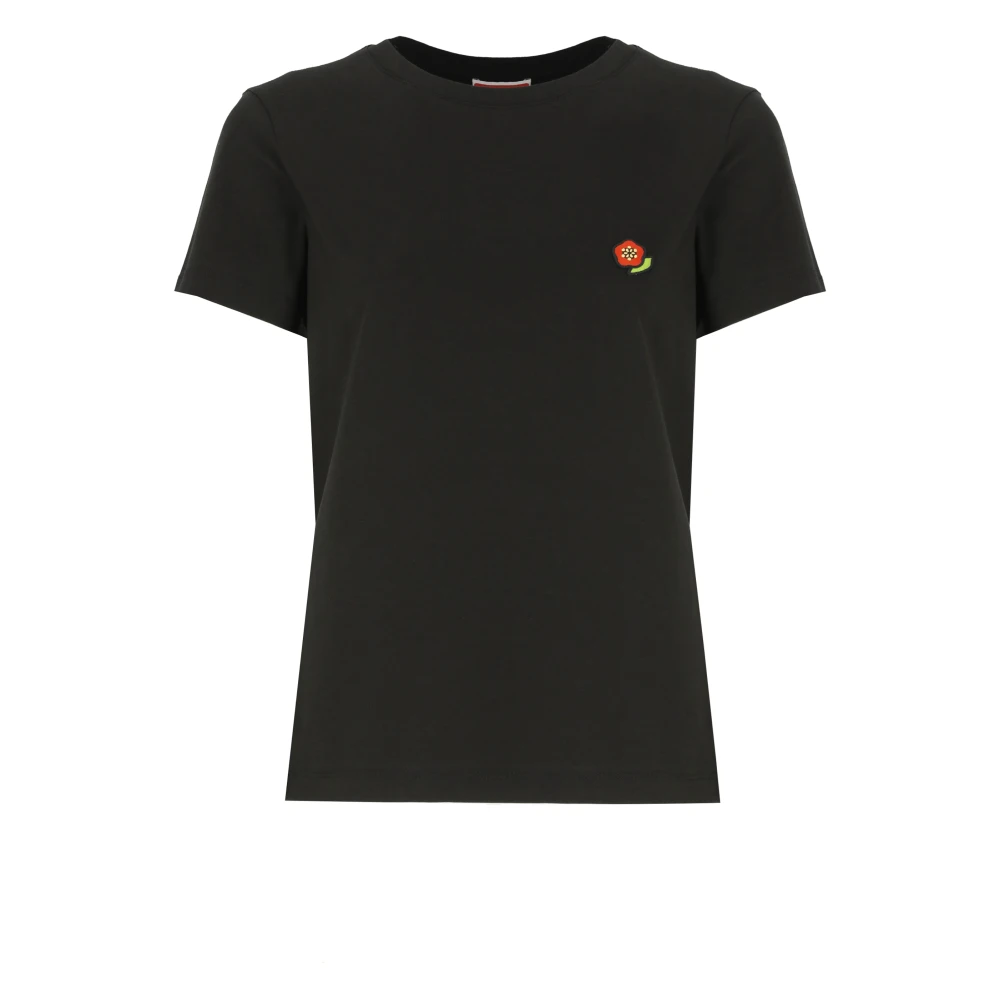 Kenzo Zwart Bloemlogo T-shirt Black Dames