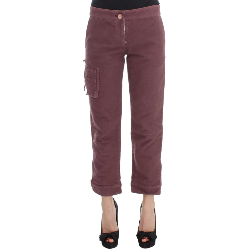 Ermanno Scervino Women's Red Cotton Cropped Cargo Trousers - Slim-Fit Trousers - 2XS - Trousers