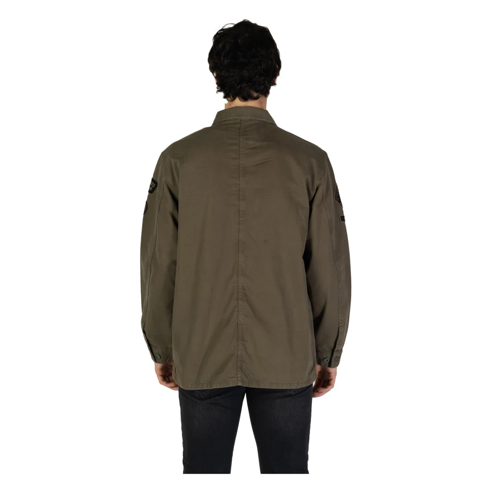 Replay Cotton Overshirt met Lange Mouwen Green Heren