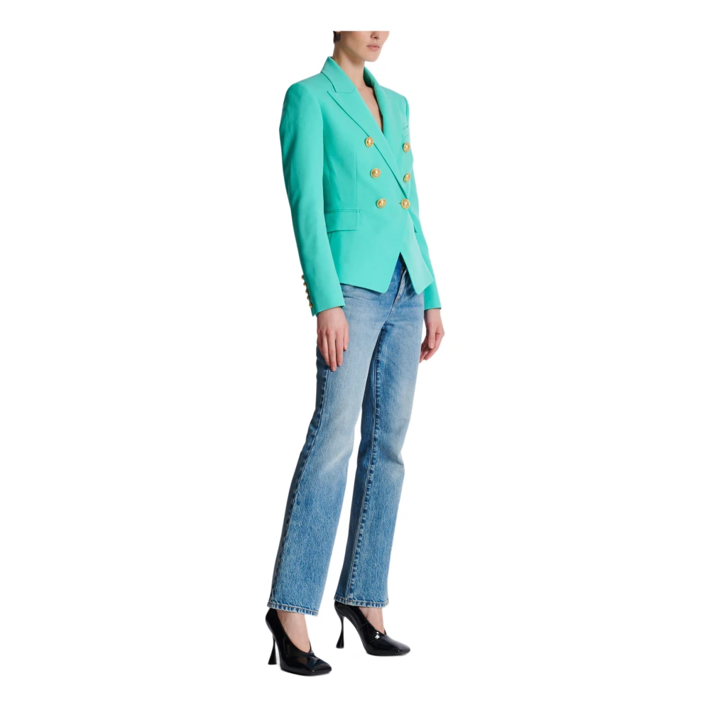 Balmain Graan van poeder 6-knoops jasje Blue Dames