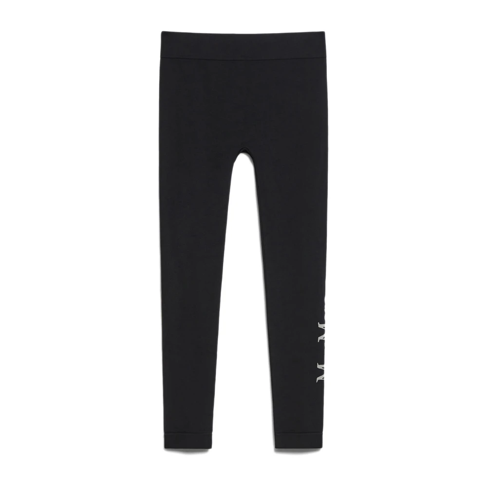 Max Mara Zwarte Leggings met Bedrukte Letters Black Dames