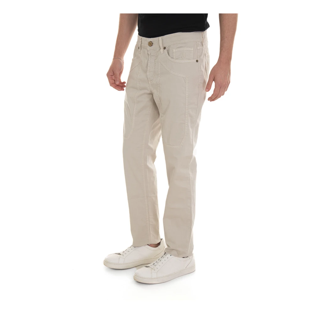 Jeckerson 5-pocket broek met leren passante Beige Heren
