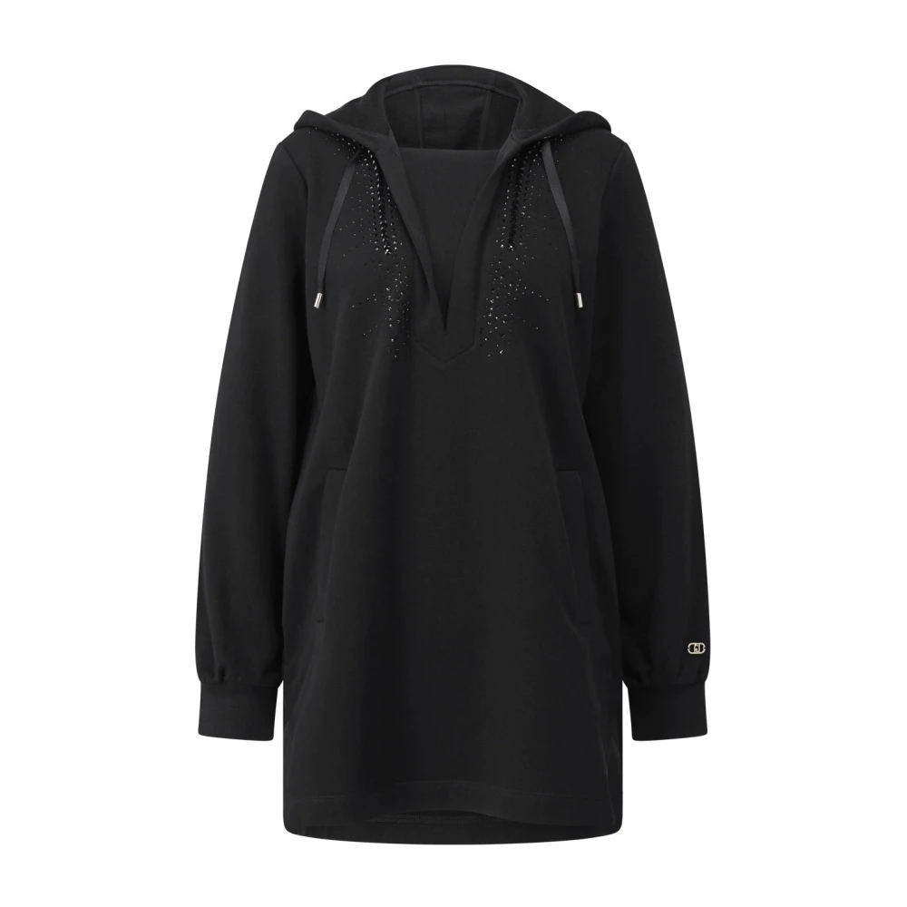 Liu Jo Sprankelende Sweatjurk met capuchon Black Dames