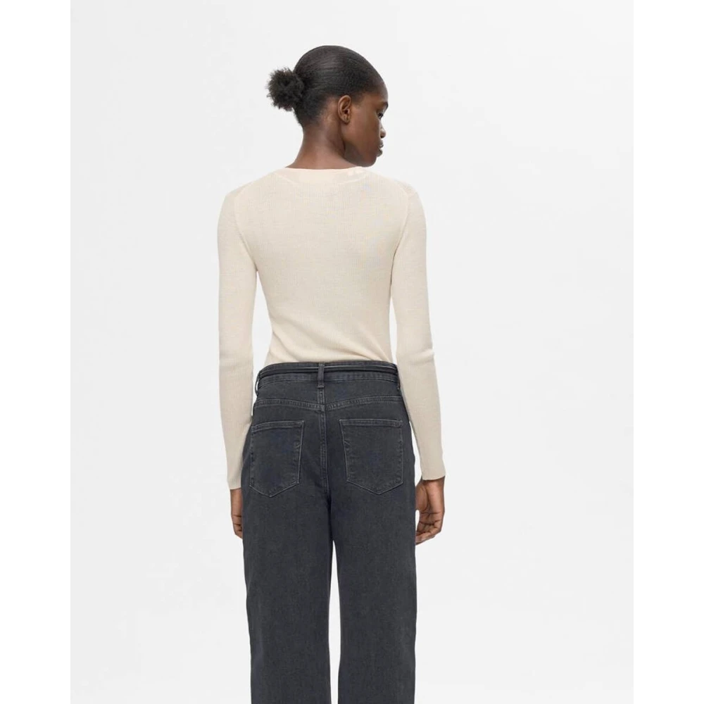 Selected Femme Gebreide O-Neck Pullover Beige Dames