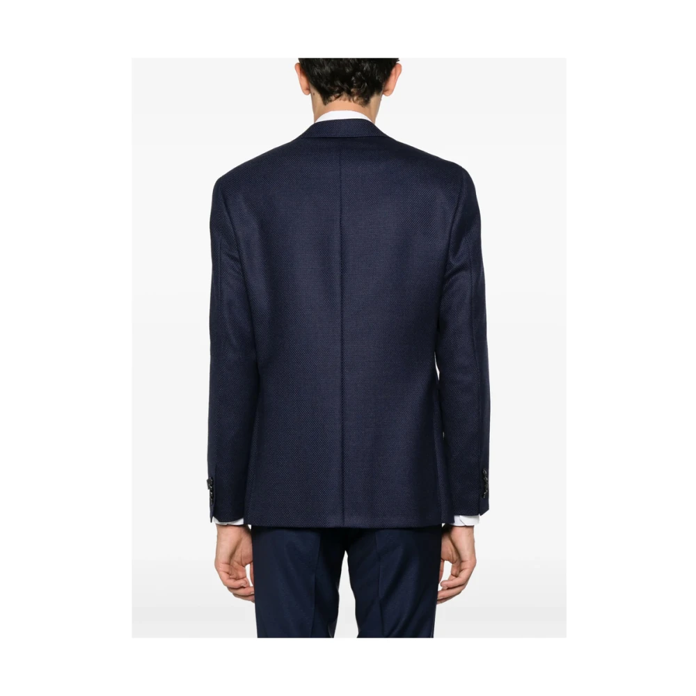 Canali Navy Blauwe Knoopjasje Lange Mouwen Blue Heren