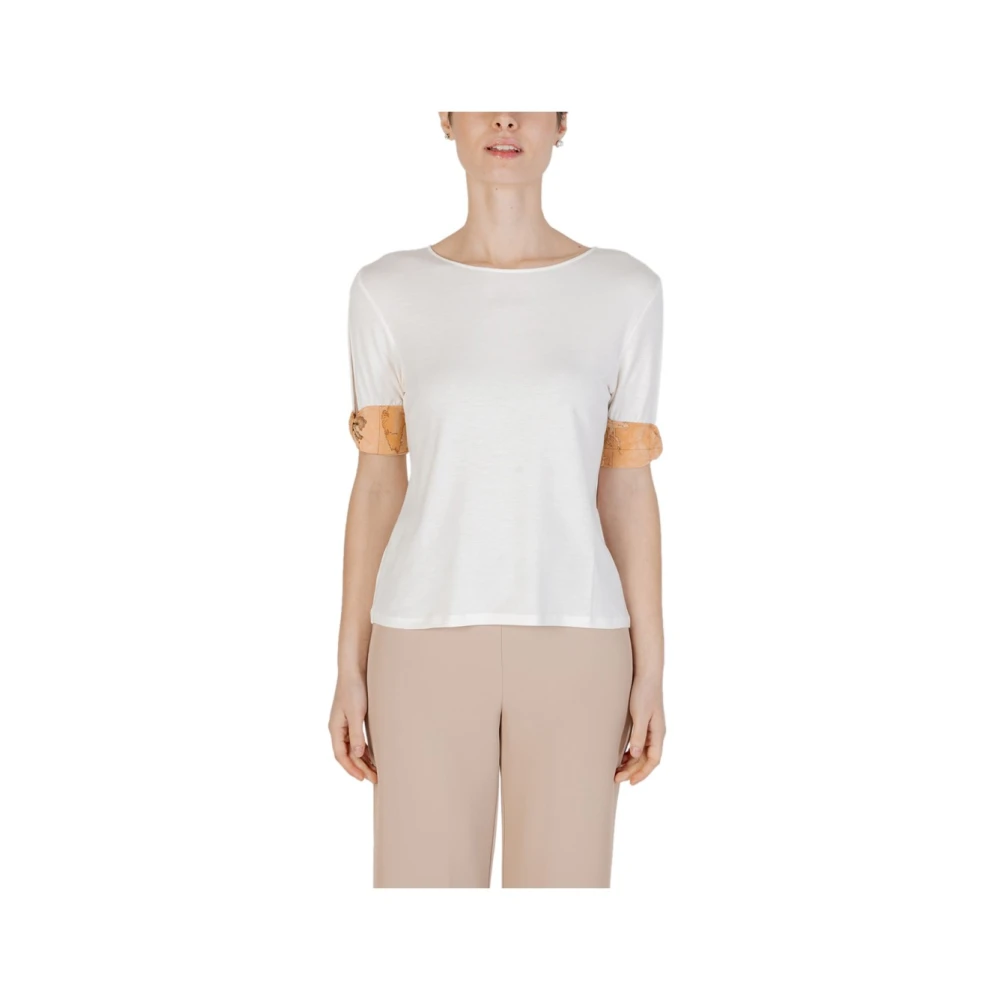 Alviero Martini 1a Classe Beige Viscose Blend T-Shirt Dames Collectie White Dames