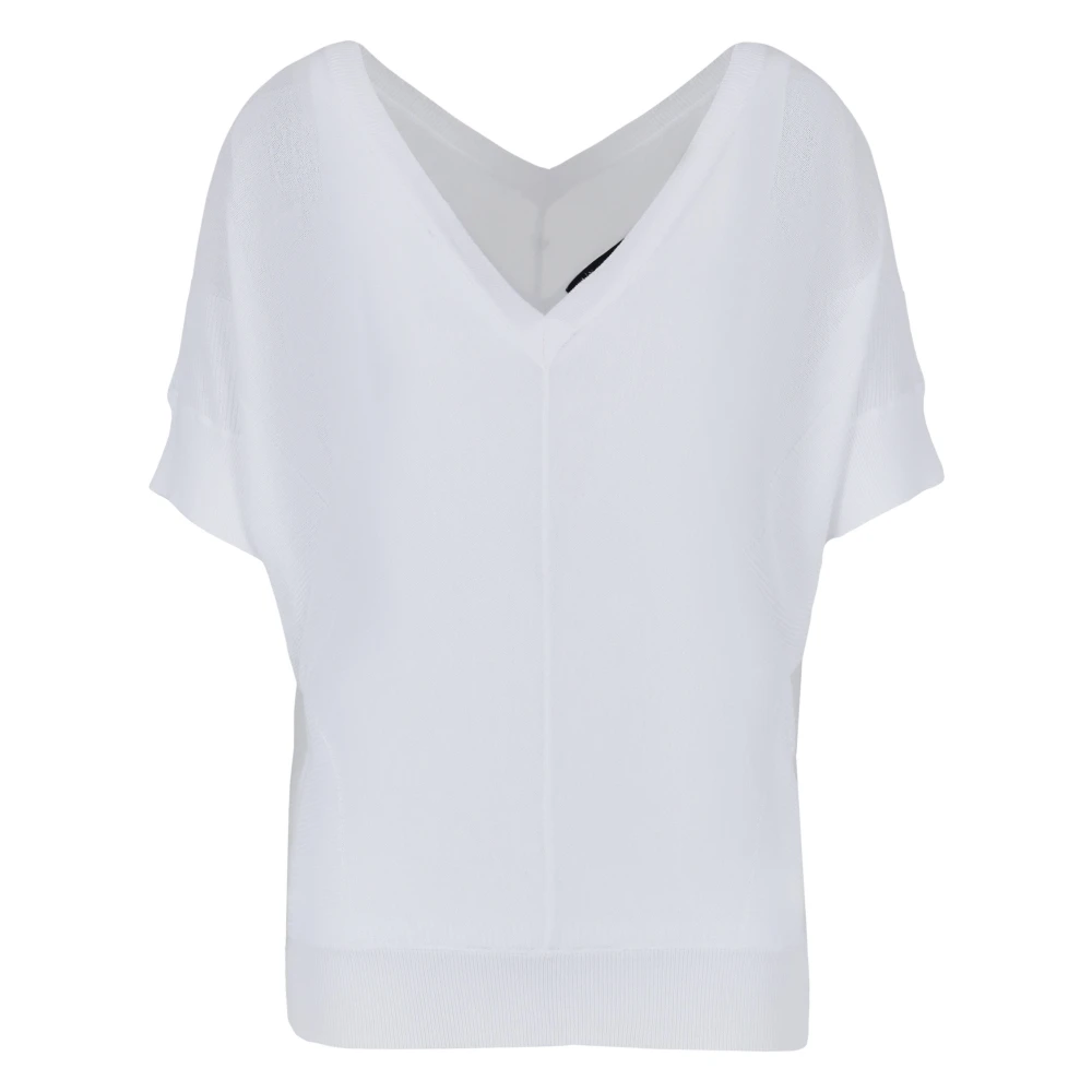 Armani Exchange Men's White V-Neck Jumper 1/2 Sleeve - V-Neck Knitwear - Xs - Knitwear