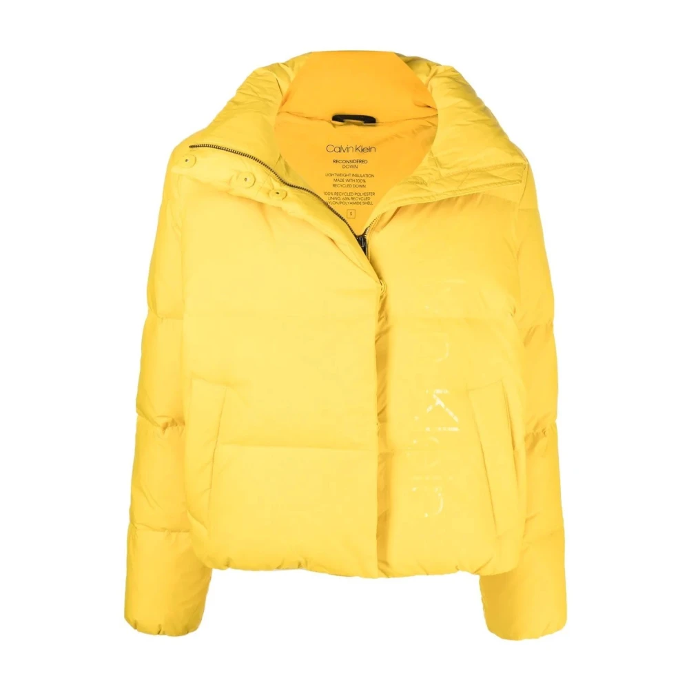 Calvin Klein Gul Nylon Kort Jacka Yellow, Dam