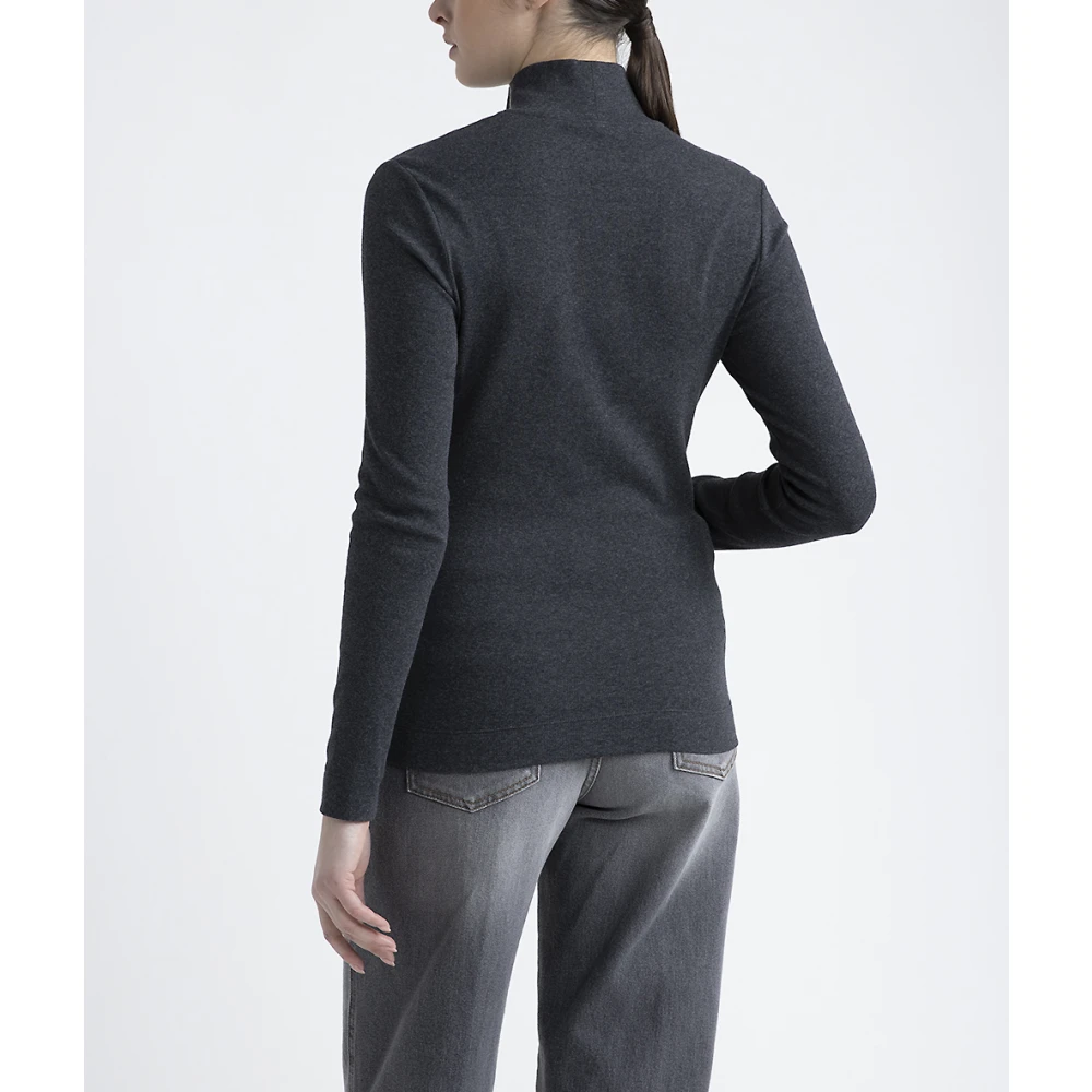 PESERICO Turtleneck top met Punto Luce afwerking Gray Dames
