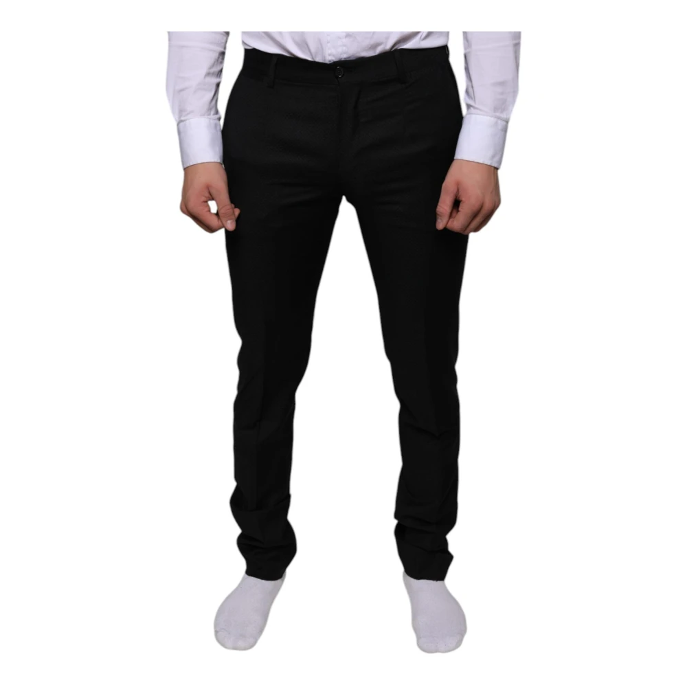 Dolce & Gabbana Zwarte Wol Skinny Jurk Formele Broek Black Heren