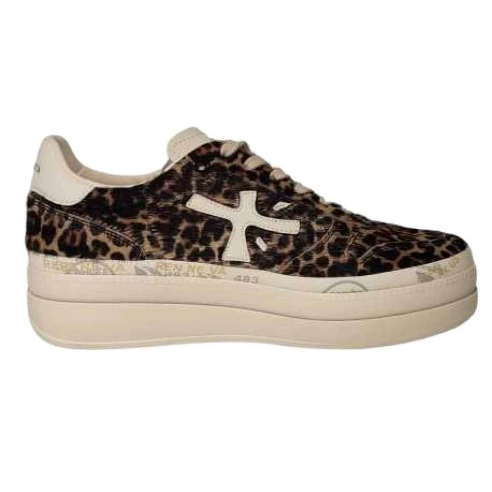 Premiata Leopard Print Platform Sneakers Multicolor, Dam