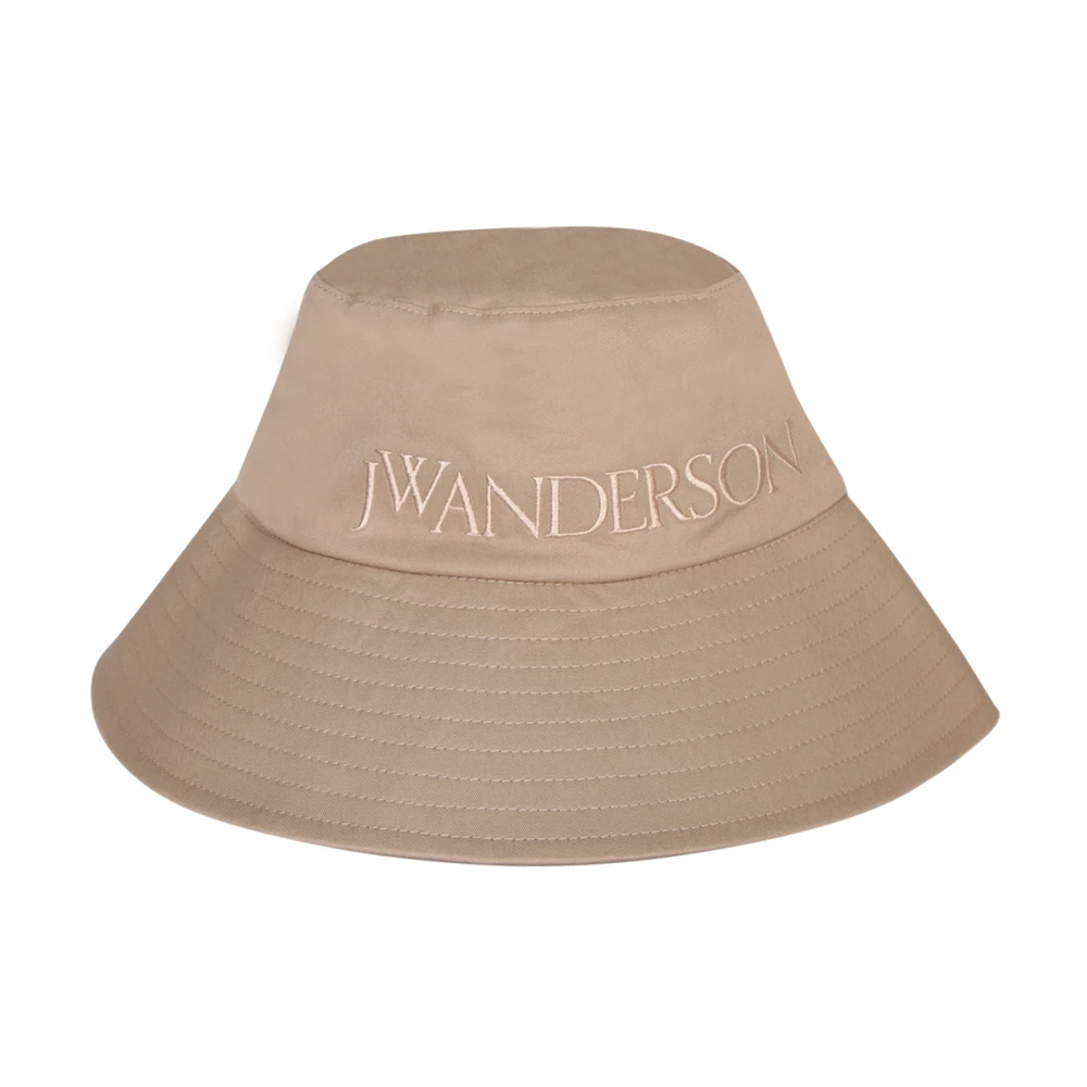 JW Anderson Verstelbare bucket hoed met tonale logo Beige Dames