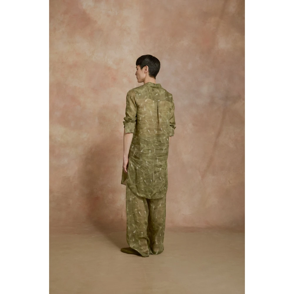 Cortana Rami ramie broek pua print Green Dames