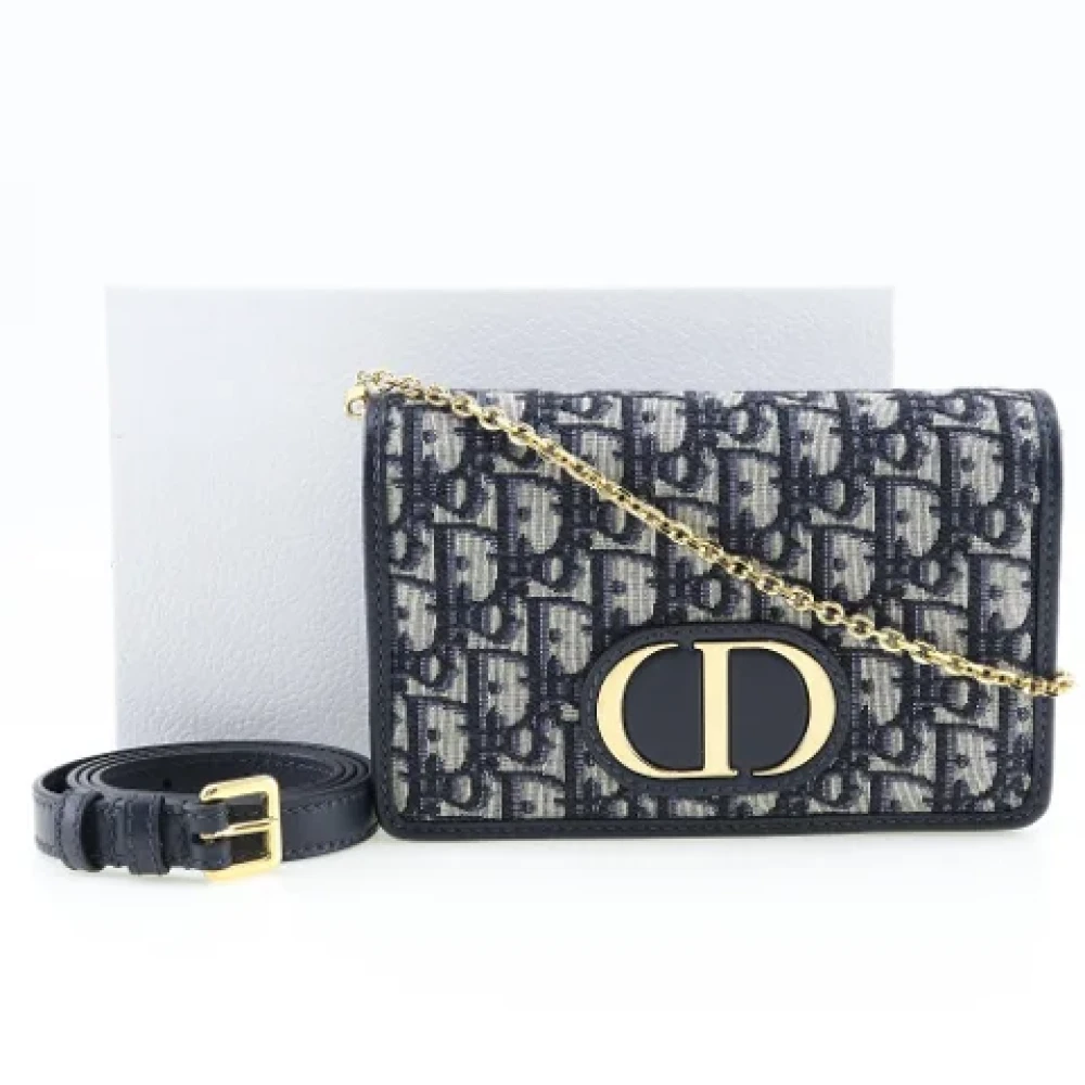 Dior Vintage Pre-owned 30 Montaigne Cross Body Bag Blue Dames