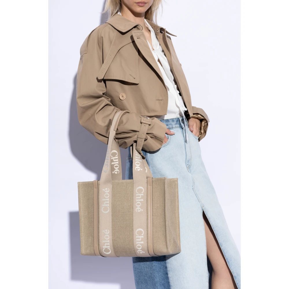 Chloé Woody Medium shopper tas Beige Dames