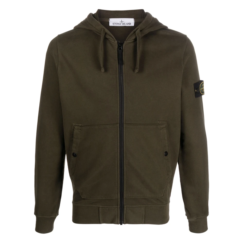 Stone Island Hoodie met trekkoord en kompas-motief van katoen met ritssluiting Green Heren