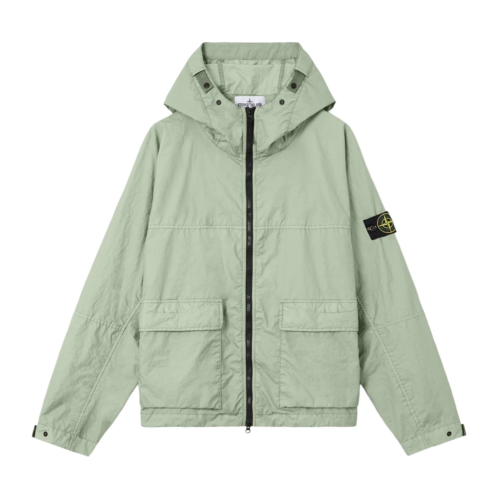 Stone Island Men's Green Logo-Patch Jacket