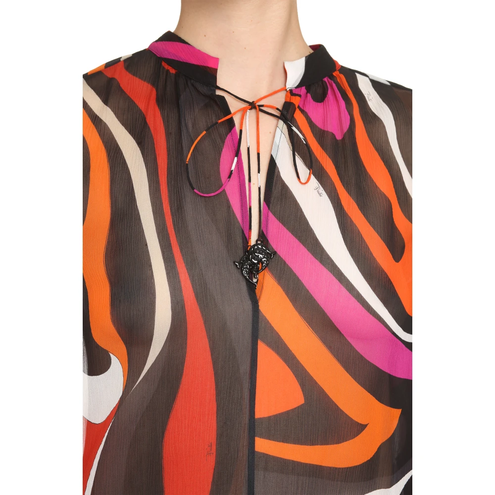 EMILIO PUCCI Zijden blouse met Marmo-print Multicolor Dames