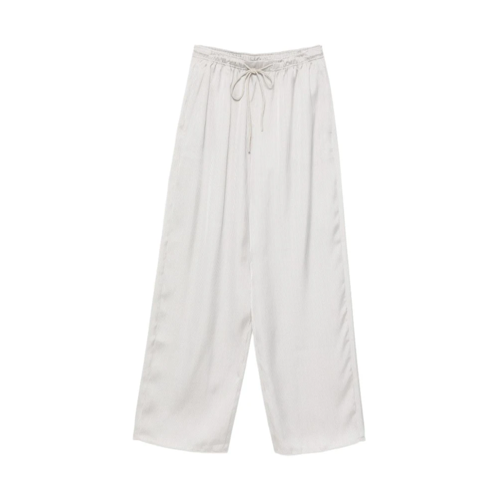 Emporio Armani Women's Beige Wide Trousers, Xl, Striped Wide Trousers