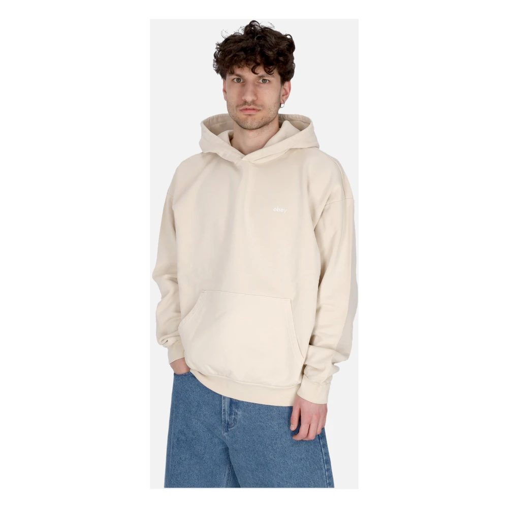 Obey Lichte capuchontrui in fleece pigmentklei Beige Heren