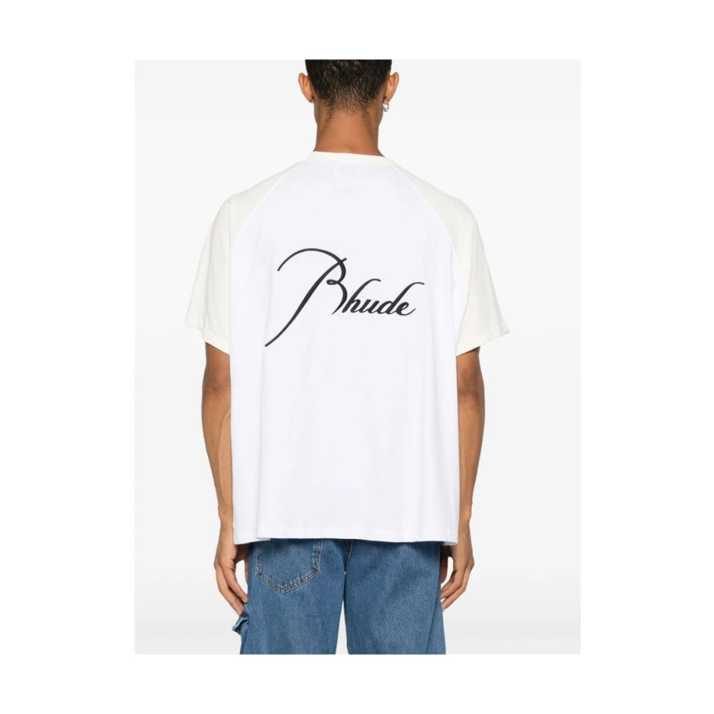 Rhude Witte Katoenen Jersey Crew Neck T-shirt White Heren
