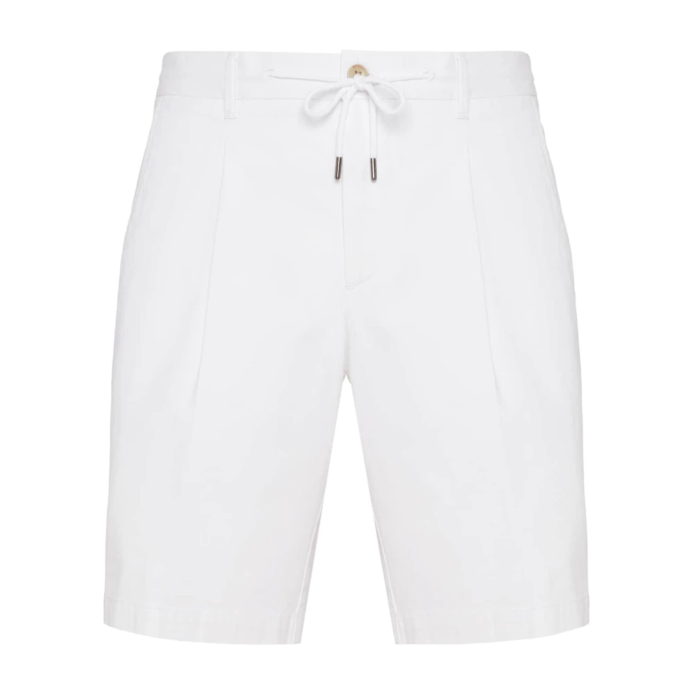 Boggi Milano Stretch Bomull Sommar Bermuda Shorts White, Herr