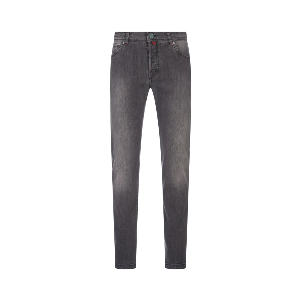 Kiton Slim Fit Grijze Denim Jeans Gray Heren