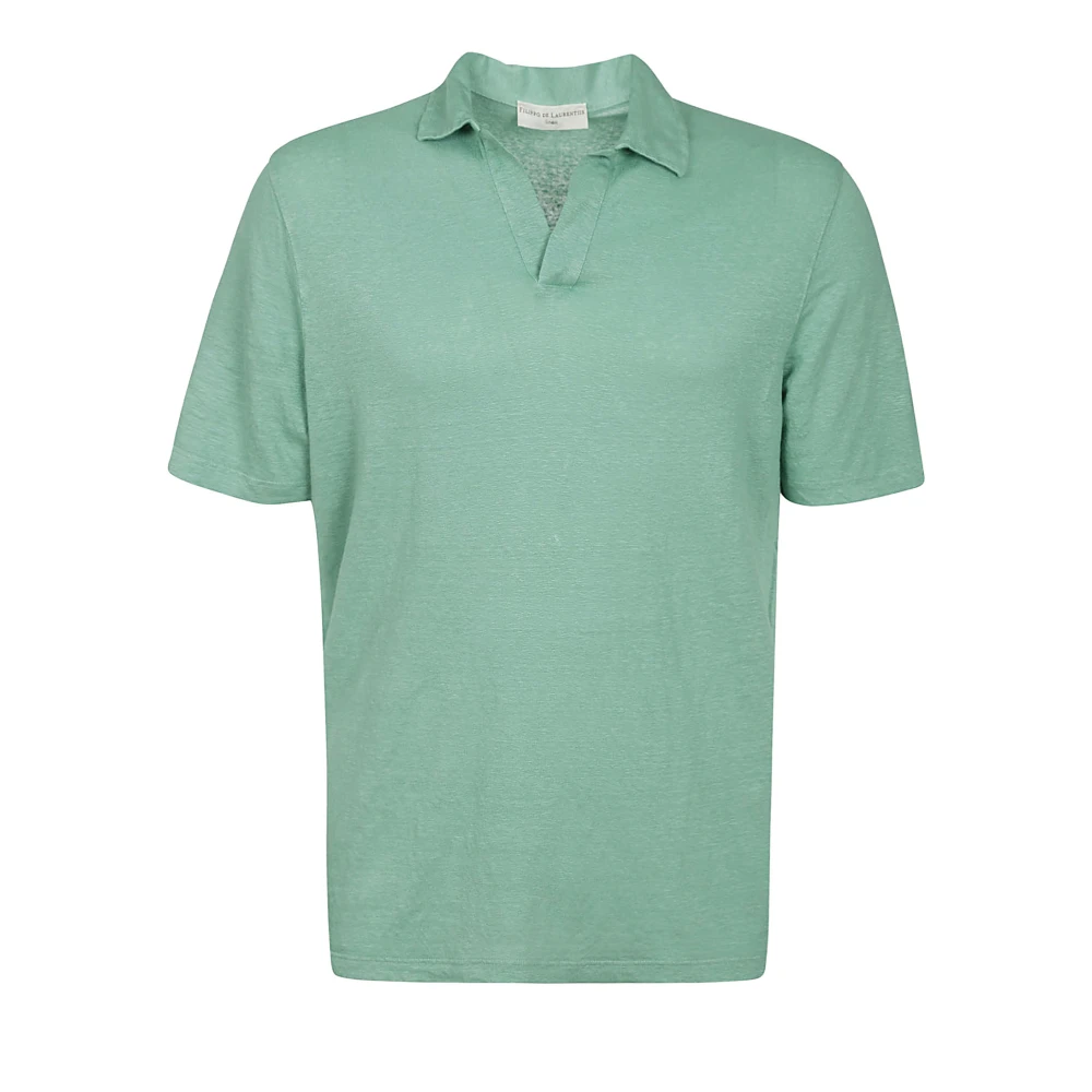 Filippo De Laurentiis Linnen Polo Shirt met Halve Mouwen Green Heren