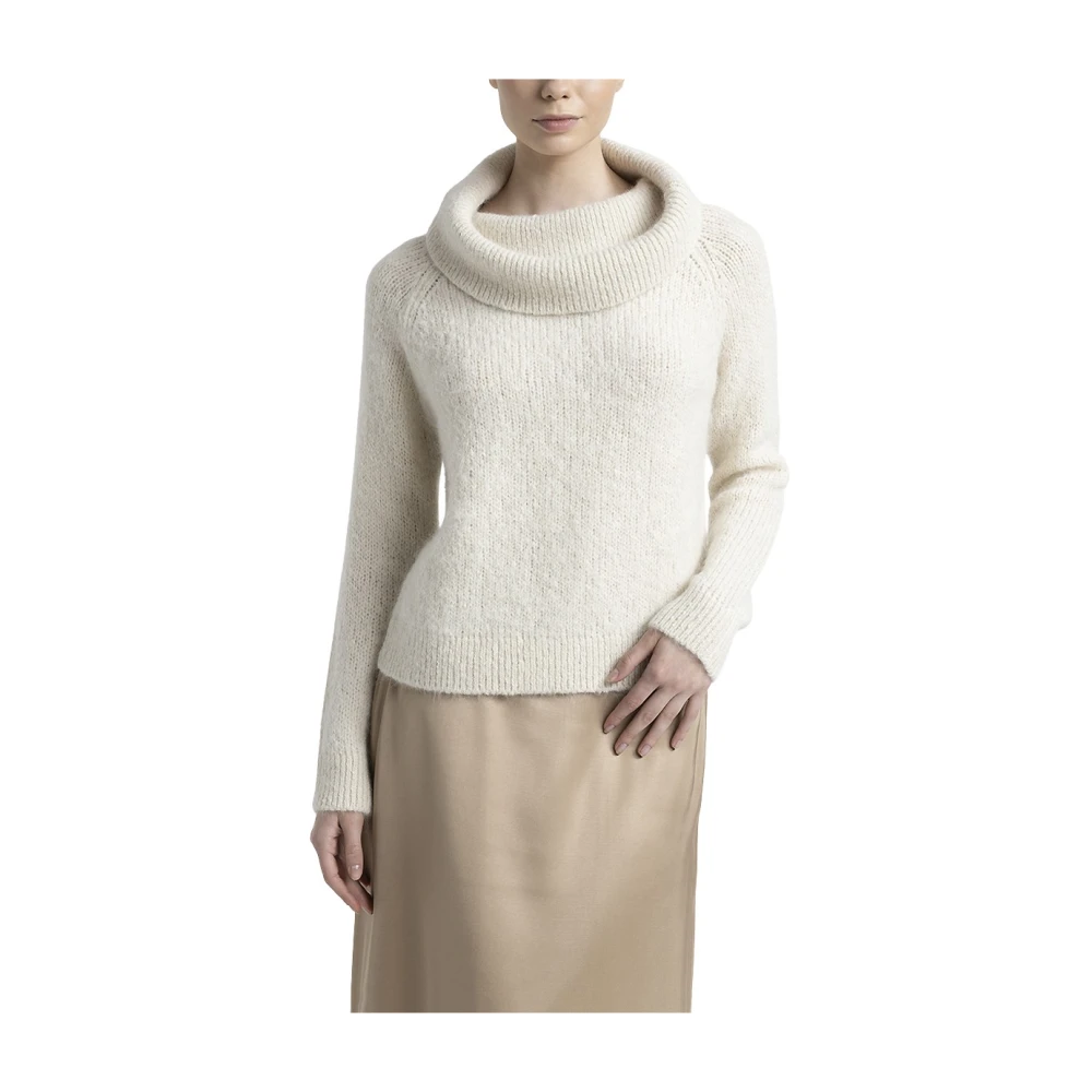 PESERICO Alpaca en mohair blote schouder trui Beige Dames