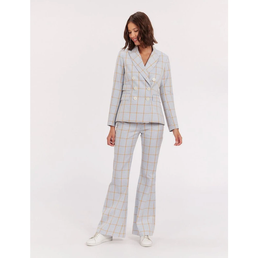Ines De La Fressange Paris Blauw en oranje geruite jas Multicolor Dames