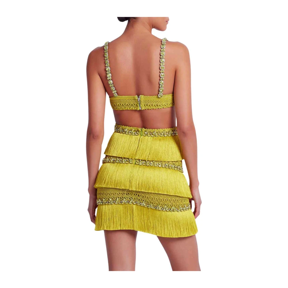 Patbo Kralen franje mini-jurk Absint Green Dames