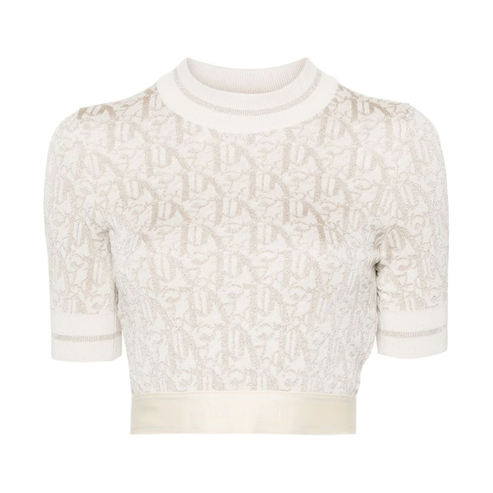 Palm Angels Monogram Jacquard Sweater Top White Dames