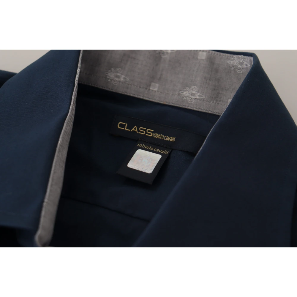 Roberto Cavalli Navy Elegance Katoenen Overhemd Blue Heren