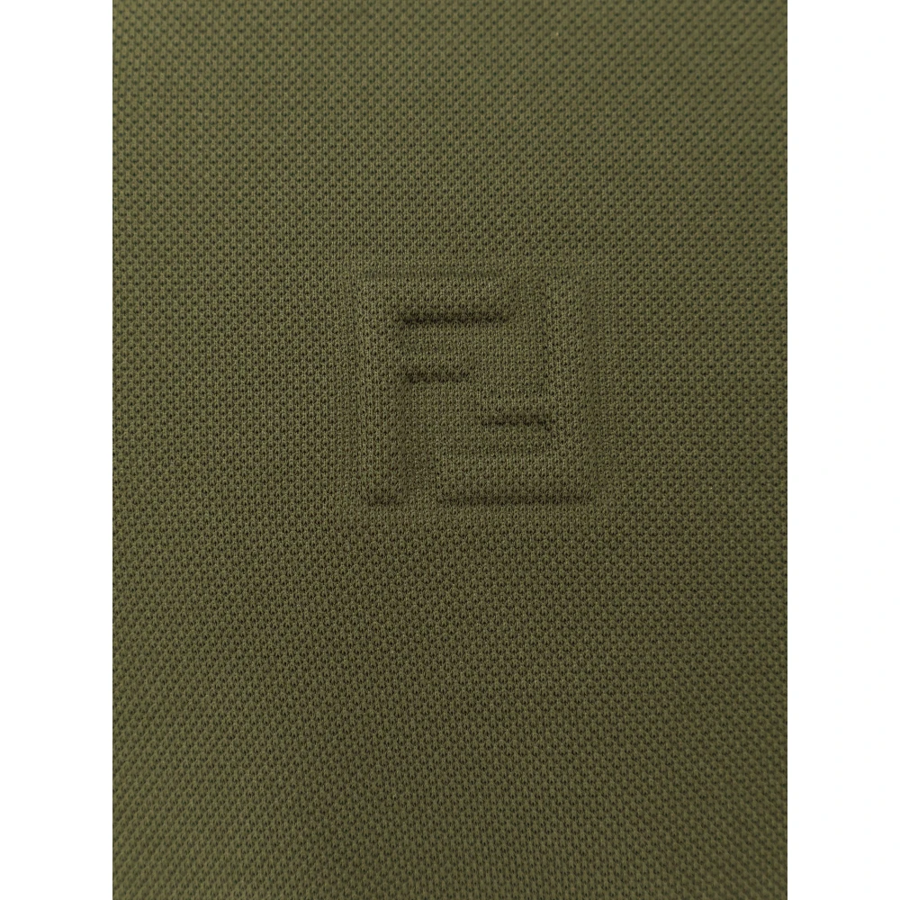 Fendi Polo shirt met reliëflogo en drukknopen Green Heren