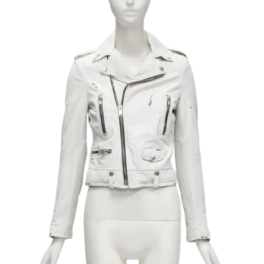 Saint Laurent Vintage Pre-owned Leather outerwear White Dames
