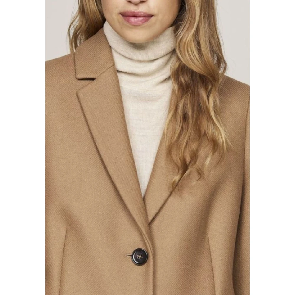 Tommy Hilfiger Klassieke Wollen Blend Damesjas Brown Dames