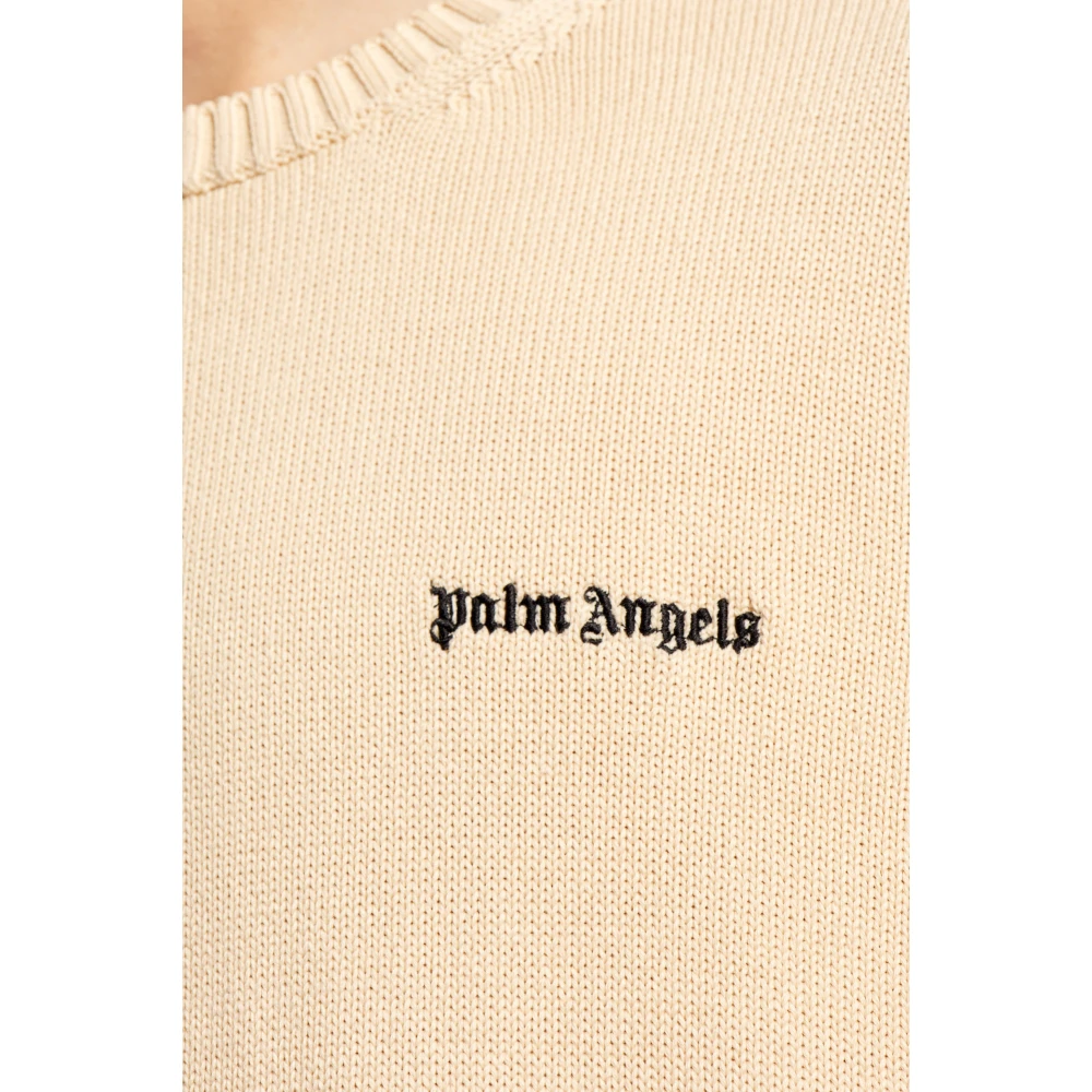 Palm Angels Trui met logo Beige Heren