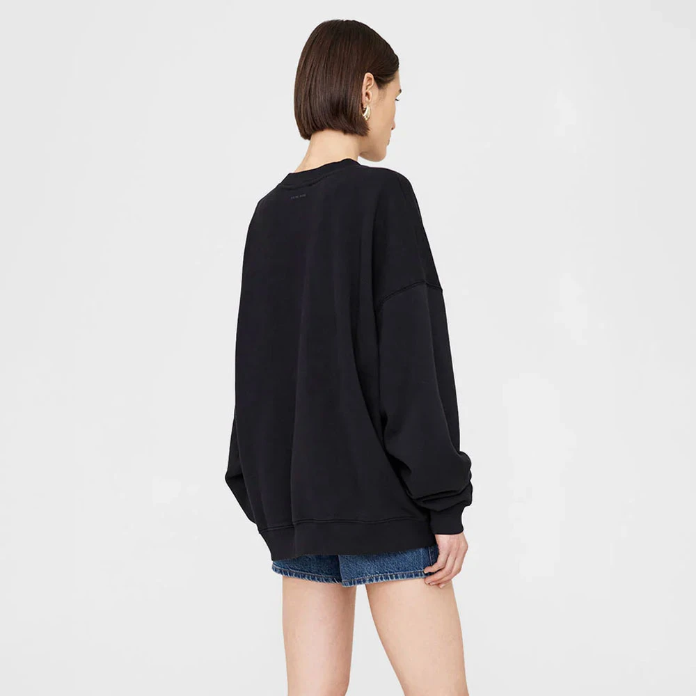 Anine Bing Miles Oversized Sweatshirt Letterman Black Dames