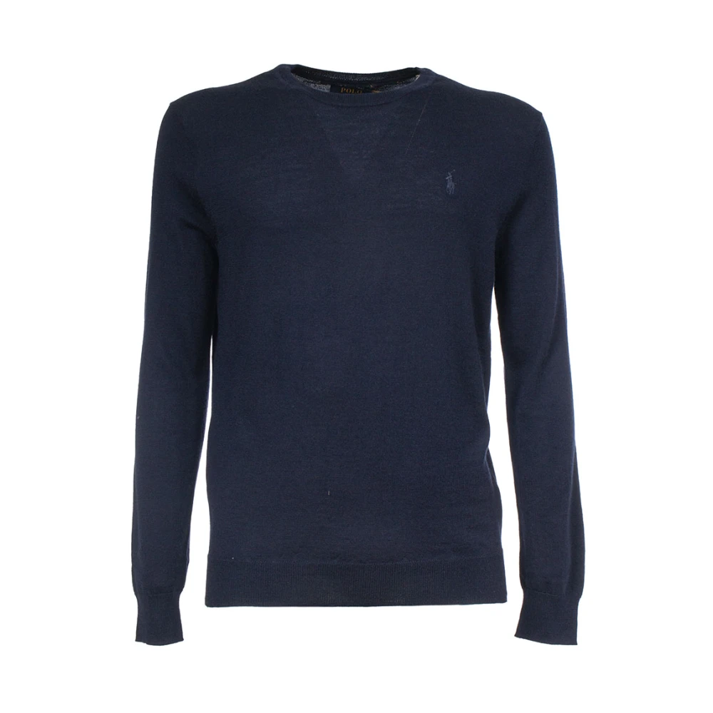 Polo Ralph Lauren Italiaanse Wol Crewneck Sweater Blue Heren
