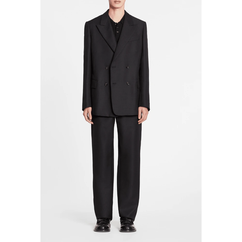 Lanvin Blauwe Rechte Elastische Taille Broek Blue Heren